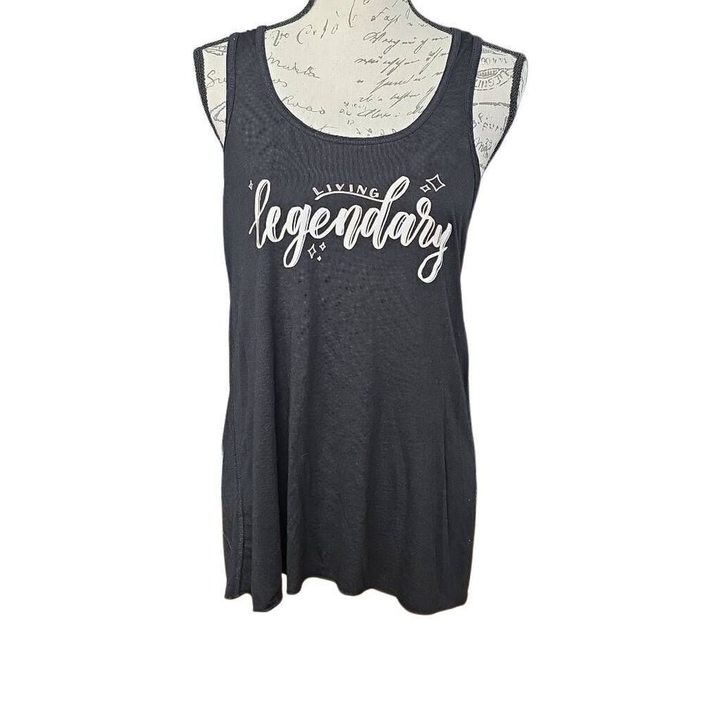 Bella Canvas Women's Size XL Black White Living Legendary Racerback Tank Top
